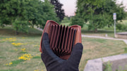 Genuine Leather RFID Card Holder Wallet with ID Window Brown