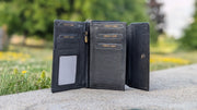 Genuine Leather Women's RFID Wallet - Black