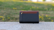 Genuine Leather Women's RFID Wallet - Black and Cognac