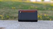 Genuine Leather Women's RFID Wallet - Black and Cognac