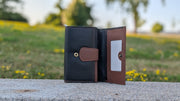 Genuine Leather Women's RFID Wallet - Black and Cognac
