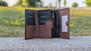Genuine Leather Women's RFID Wallet - Black and Cognac