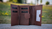 Genuine Leather Women's RFID Wallet - Cognac