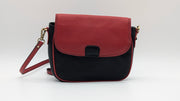 Genuine Leather Crossbody Purse - Black and Red