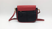 Genuine Leather Crossbody Purse - Black and Red