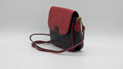 Genuine Leather Crossbody Purse - Black and Red