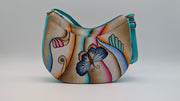 Genuine Leather Crossbody Purse Hand-Painted - Butterfly