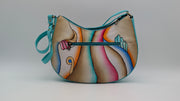 Genuine Leather Crossbody Purse Hand-Painted - Butterfly