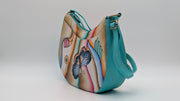 Genuine Leather Crossbody Purse Hand-Painted - Butterfly