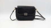 Genuine Leather Crossbody Purse - Black and Grey