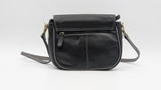 Genuine Leather Crossbody Purse - Black and Grey