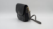 Genuine Leather Crossbody Purse - Black and Grey