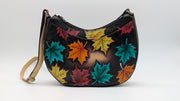 Genuine Leather Crossbody Purse Hand-Painted - Maple (Brown)