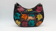Genuine Leather Crossbody Purse Hand-Painted - Maple (Brown)