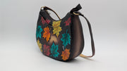 Genuine Leather Crossbody Purse Hand-Painted - Maple (Brown)