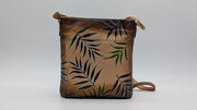 Genuine Leather Crossbody Purse Hand-Painted - Leaf
