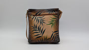 Genuine Leather Crossbody Purse Hand-Painted - Leaf
