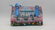 Genuine Leather Top Handle Hand-Painted Purse - GTA Blue