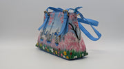 Genuine Leather Top Handle Hand-Painted Purse - GTA Blue