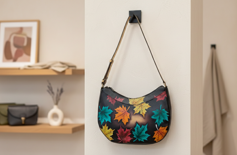 Genuine Leather Crossbody Purse Hand-Painted – Maple (Brown)