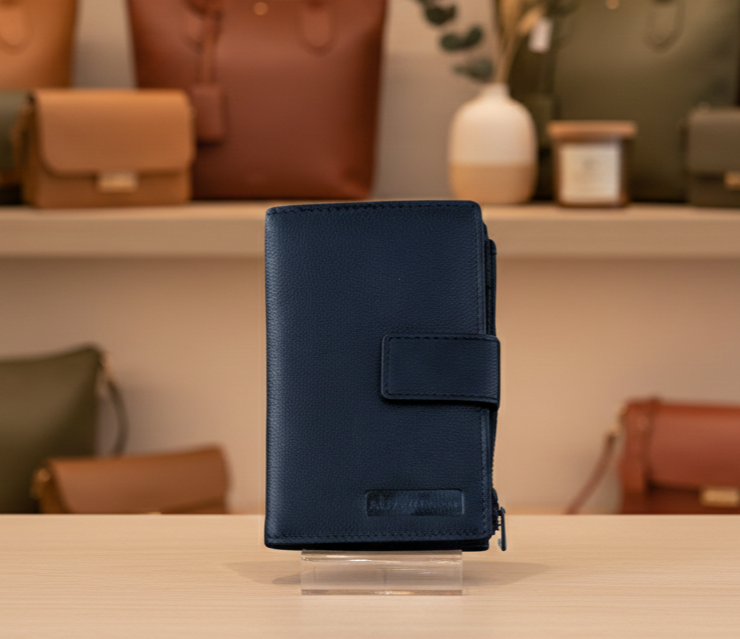 Genuine Leather RFID Bi-Fold Wallet – Black