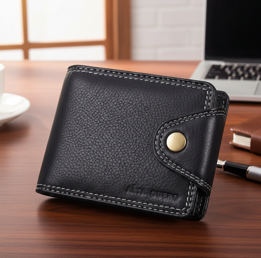 Genuine Leather Men's Wallet RFID – Black / Hunter