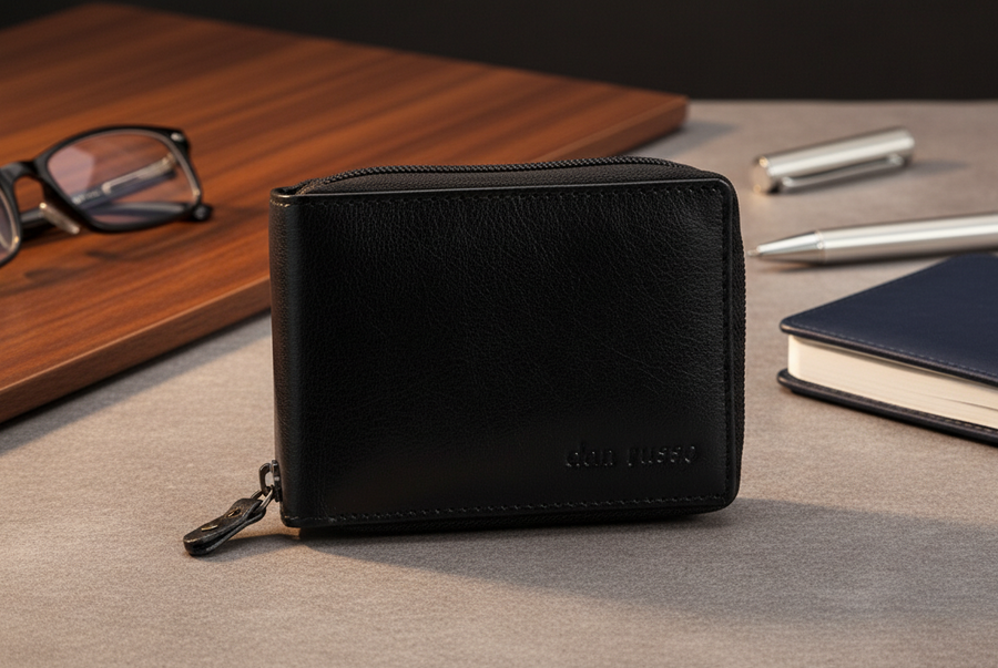 Genuine Leather Men's Wallet RFID – Black
