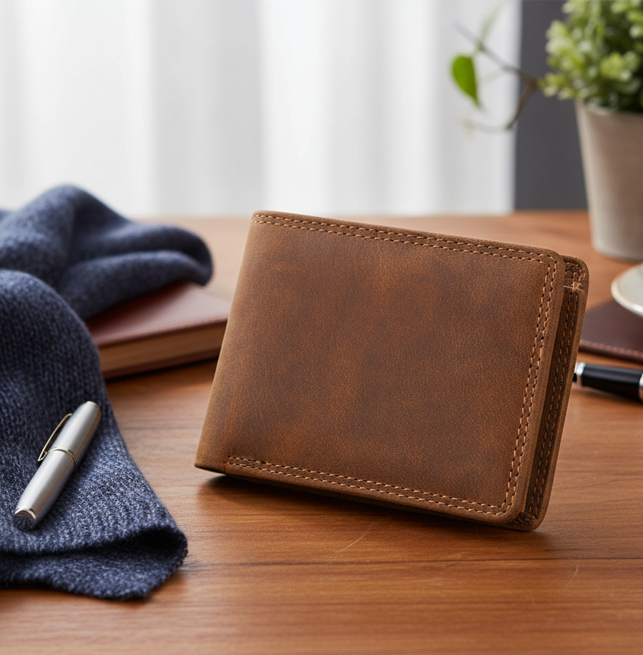 Genuine Leather Men's Wallet RFID – Brown