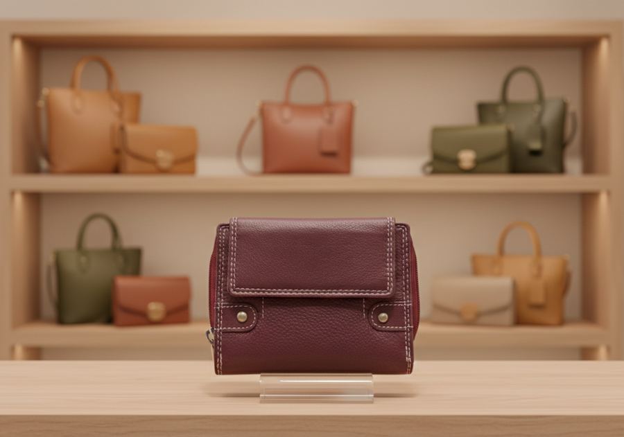 Genuine Leather Wallet RFID – Cherry