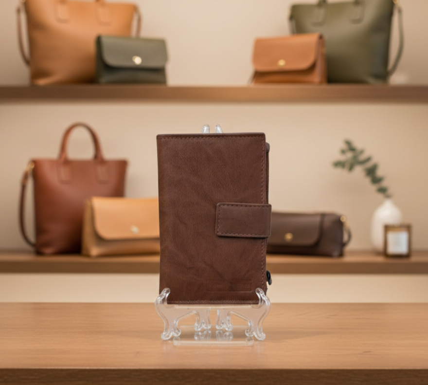 Genuine Leather Ladies Wallet RFID – Tan