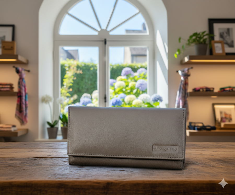 Genuine Leather Women's RFID Wallet - Taupe