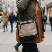 Genuine Leather Crossbody Purse - Dual Tone